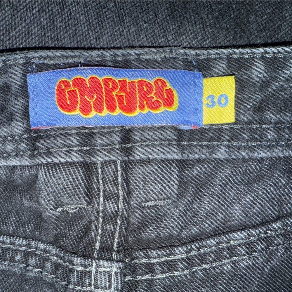 Skate Jeans Black Size 30 Distressed Fringe Raw Edge Early Grunge Style - Picture 11 of 11